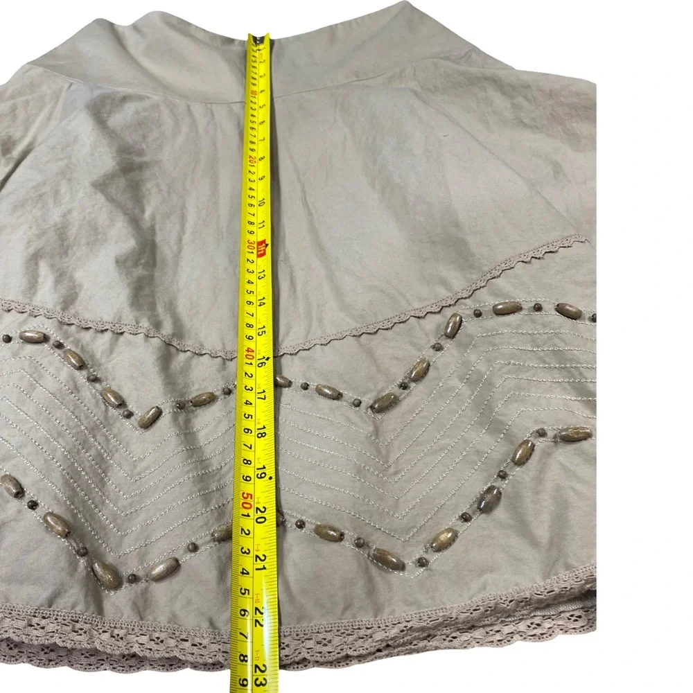 Nine West Boho‎ Flared Skirt Size 6 Cotton Lined Beaded A-Line - Picture 9 of 9
